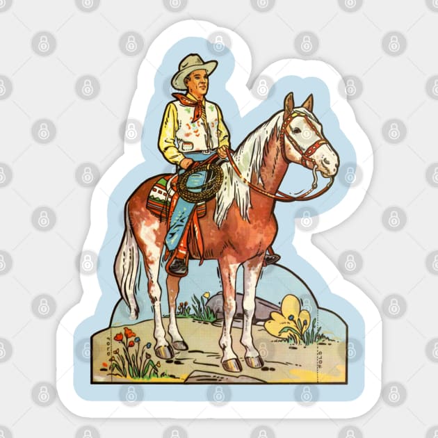 Vintage 70s Style Cowboy Illustration Sticker by CultOfRomance